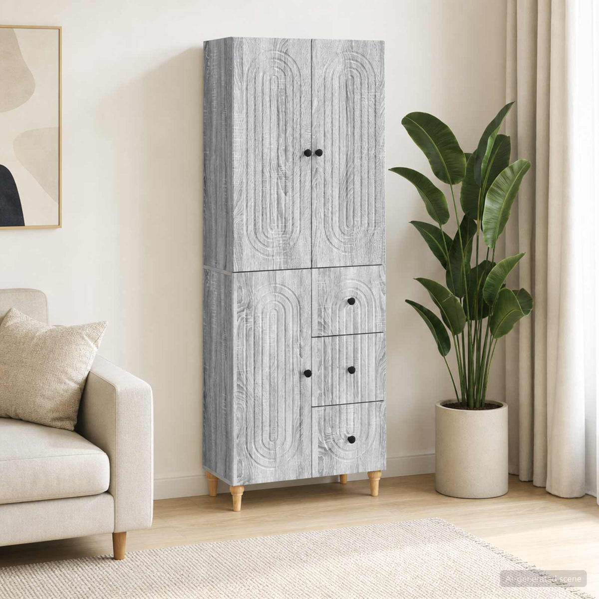Cabinet Set 2 pcs Grey Sonoma Engineered Wood