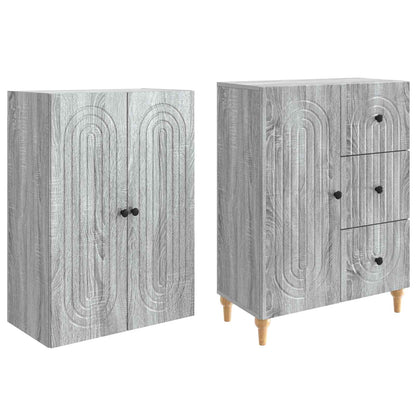 Cabinet Set 2 pcs Grey Sonoma Engineered Wood