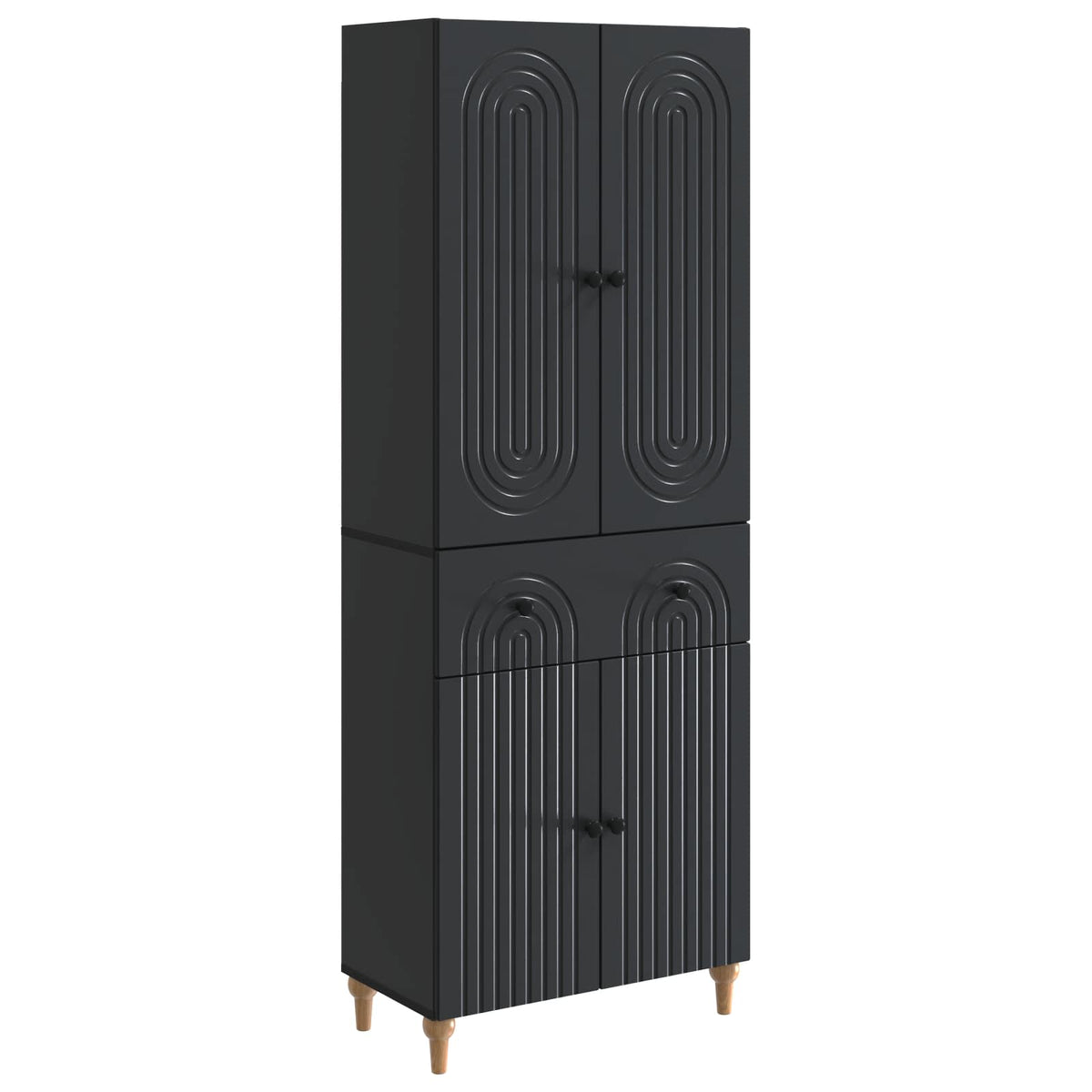Cabinet Set 2 pcs Black Engineered Wood