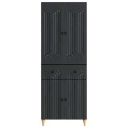 Cabinet Set 2 pcs Black Engineered Wood