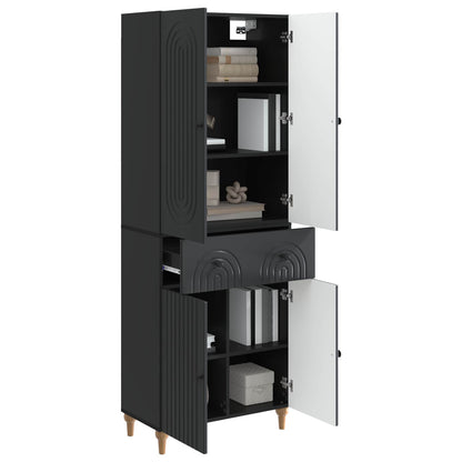 Cabinet Set 2 pcs Black Engineered Wood