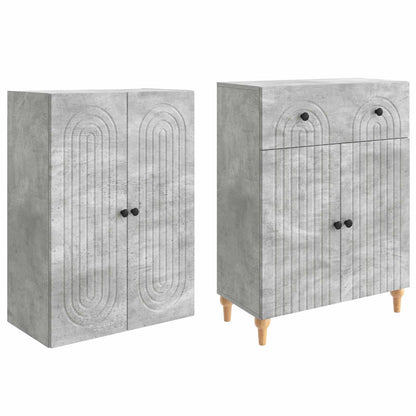 Cabinet Set 2 pcs Concrete Grey Engineered Wood