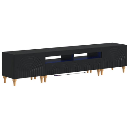 3 Piece LED TV Cabinet Black Engineered Wood