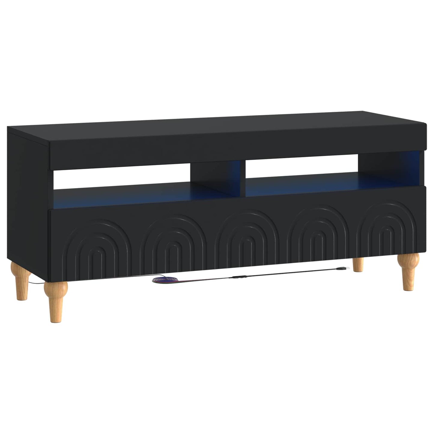 3 Piece LED TV Cabinet Black Engineered Wood