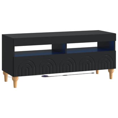 3 Piece LED TV Cabinet Black Engineered Wood