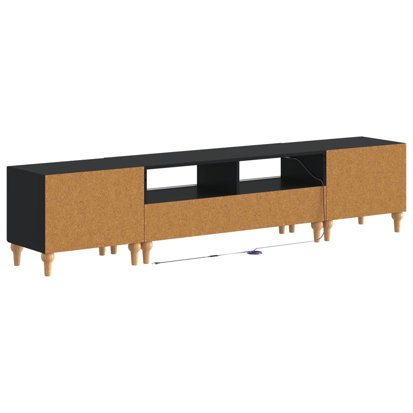 3 Piece LED TV Cabinet Black Engineered Wood