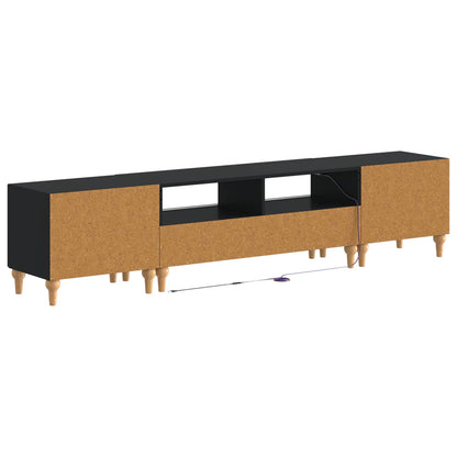 3 Piece LED TV Cabinet Black Engineered Wood
