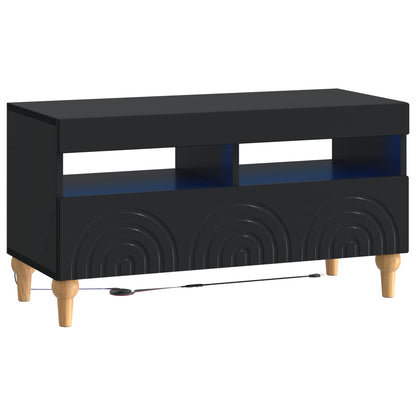 3 Piece LED TV Cabinet Black Engineered Wood
