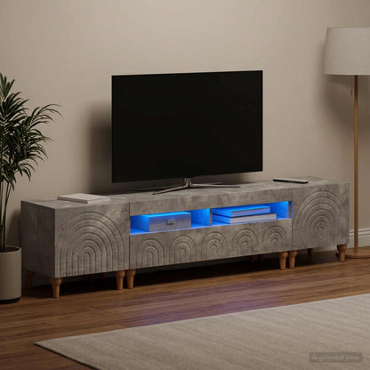 3 Piece LED TV Cabinet Concrete Grey Engineered Wood