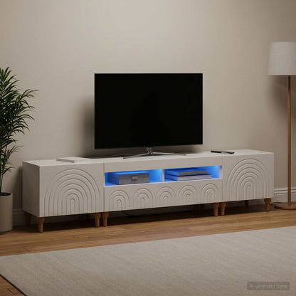 3 Piece LED TV Cabinet High Gloss White Engineered Wood