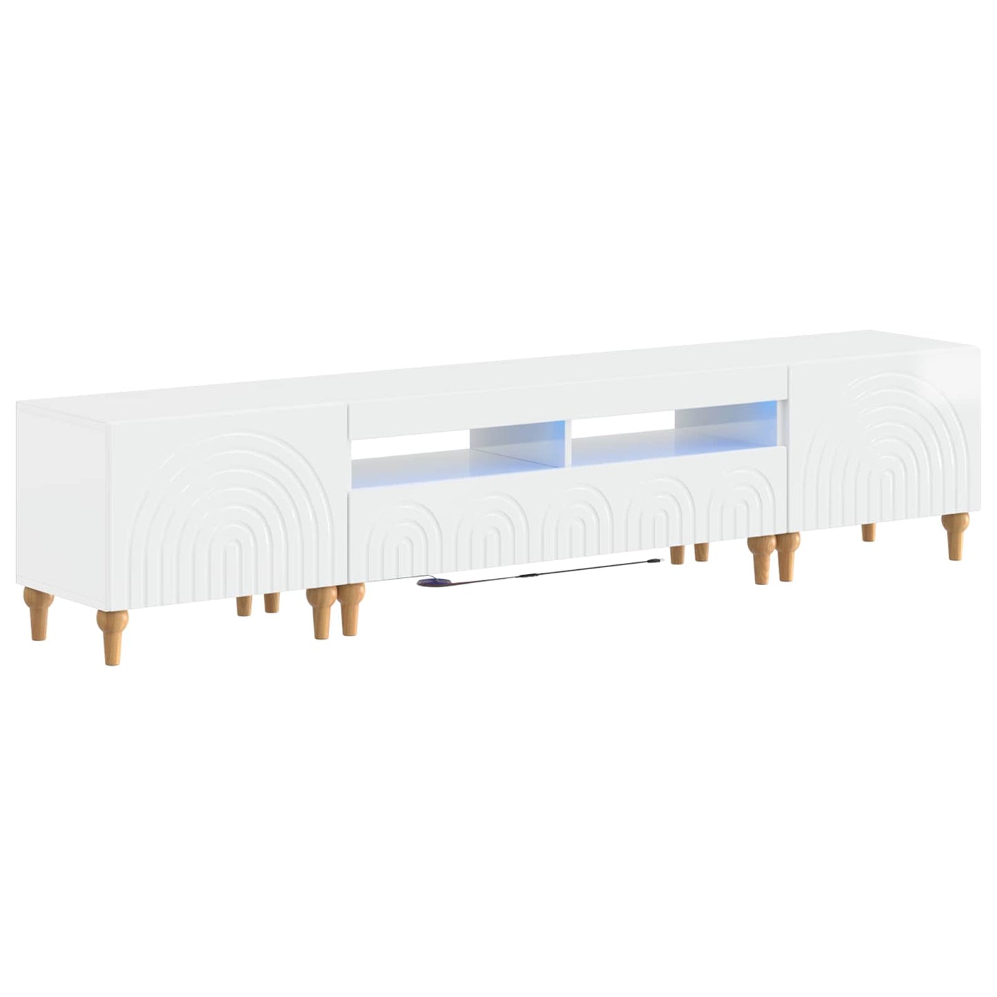3 Piece LED TV Cabinet High Gloss White Engineered Wood