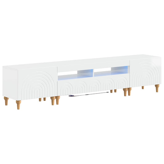3 Piece LED TV Cabinet High Gloss White Engineered Wood