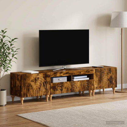 3 Piece LED TV Cabinet Smoked Oak Engineered Wood