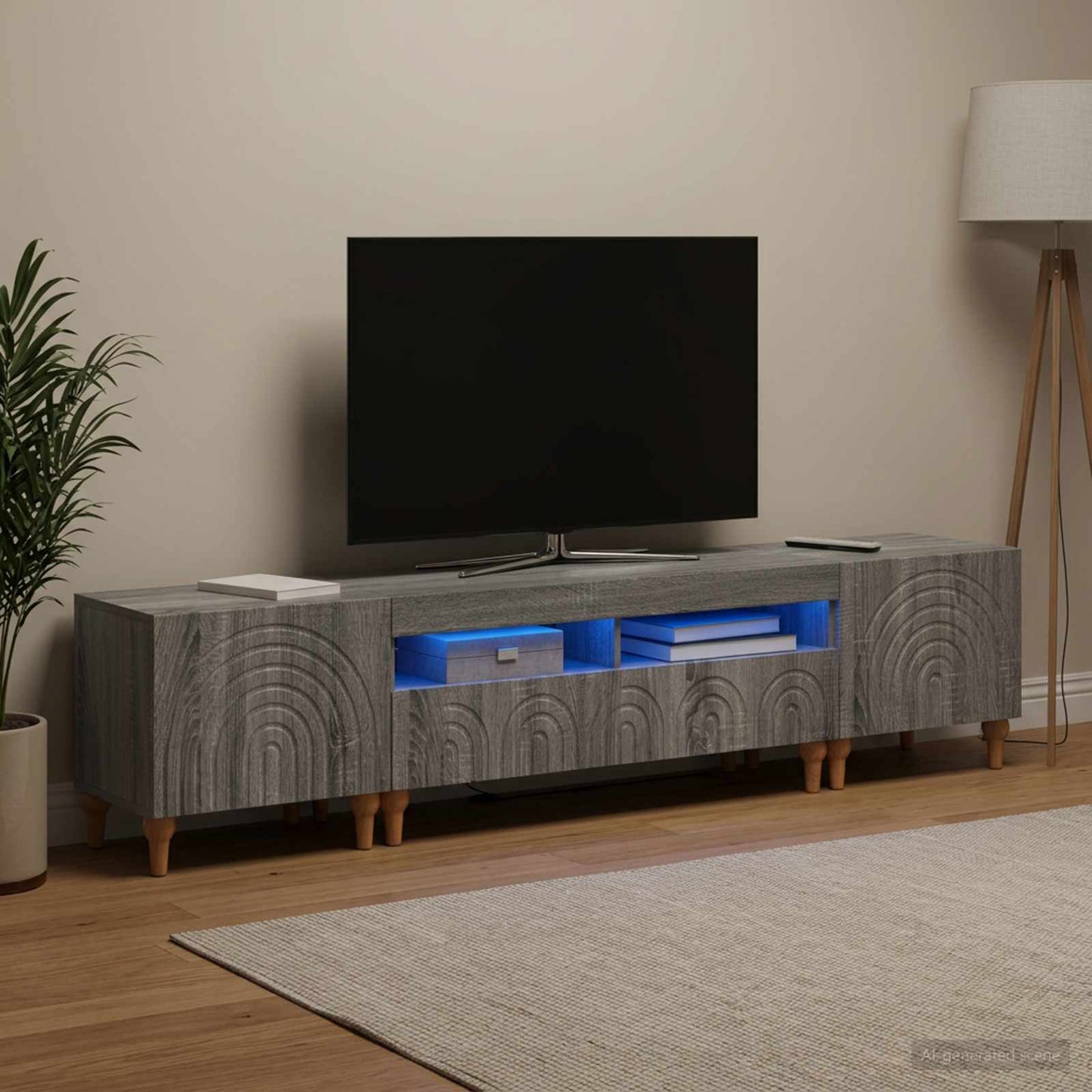 3 Piece LED TV Cabinet Grey Sonoma Engineered Wood