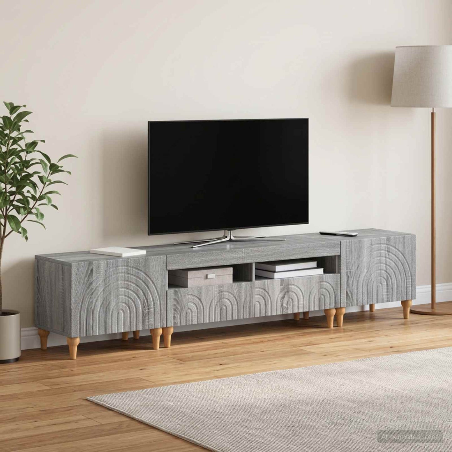 3 Piece LED TV Cabinet Grey Sonoma Engineered Wood