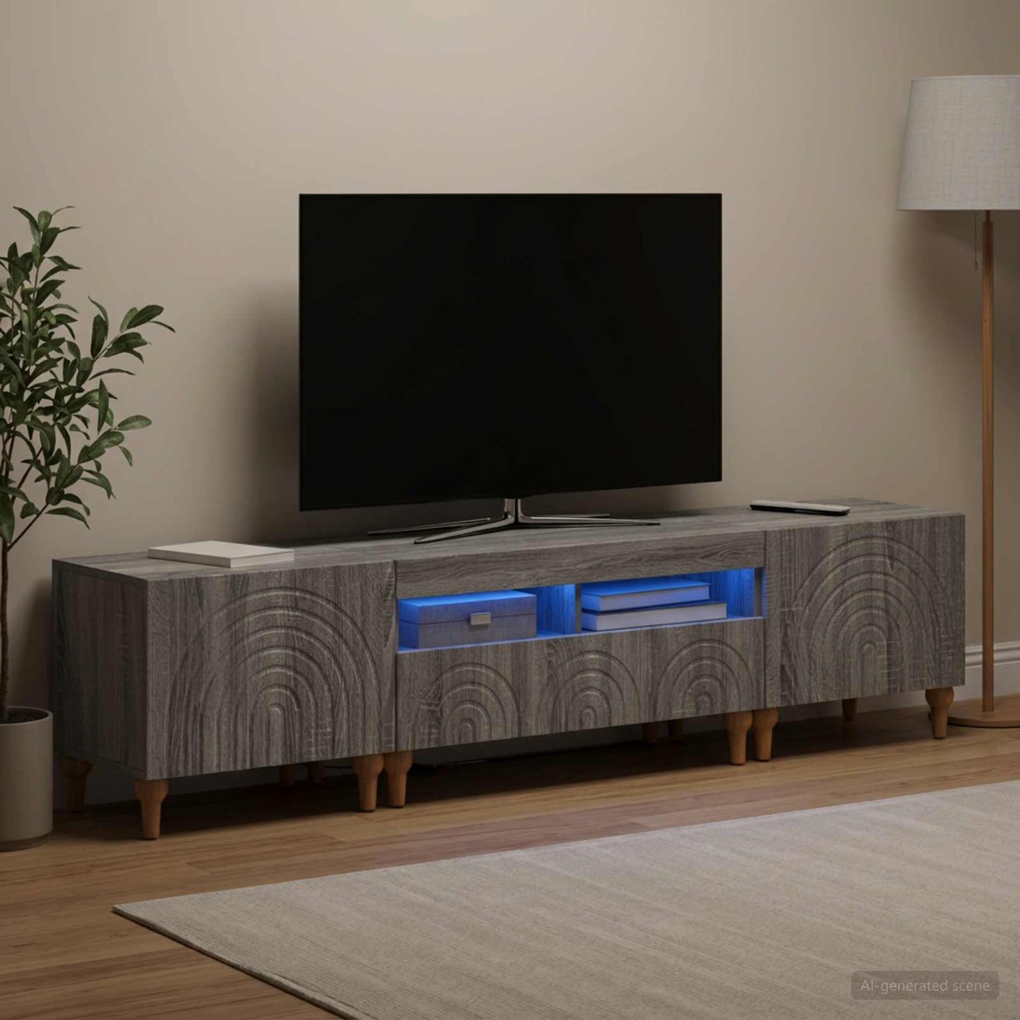 3 Piece LED TV Cabinet Grey Sonoma Engineered Wood
