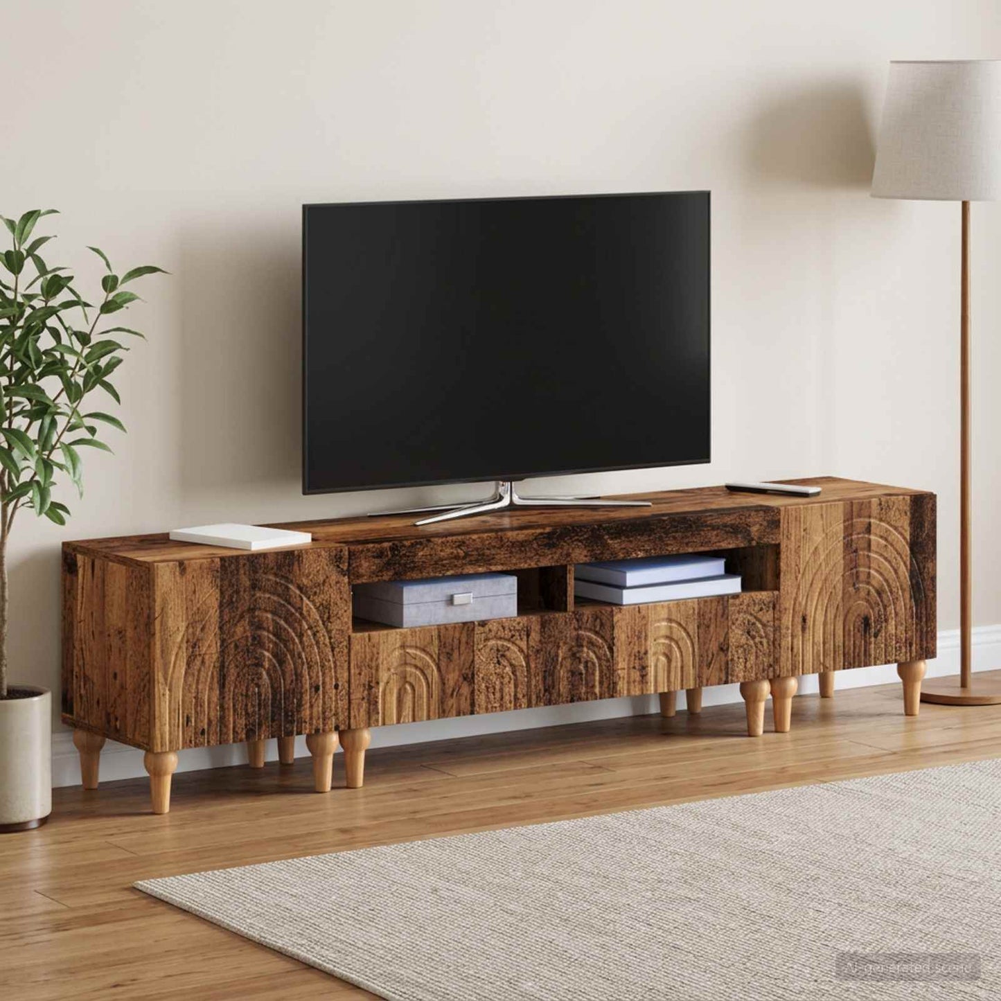3 Piece LED TV Cabinet Old Wood Engineered Wood