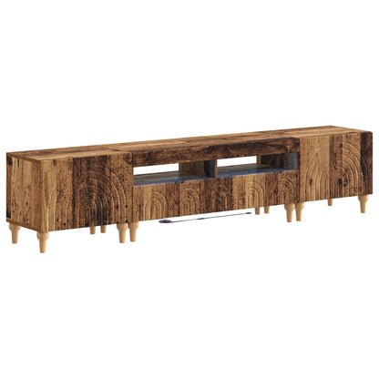 3 Piece LED TV Cabinet Old Wood Engineered Wood