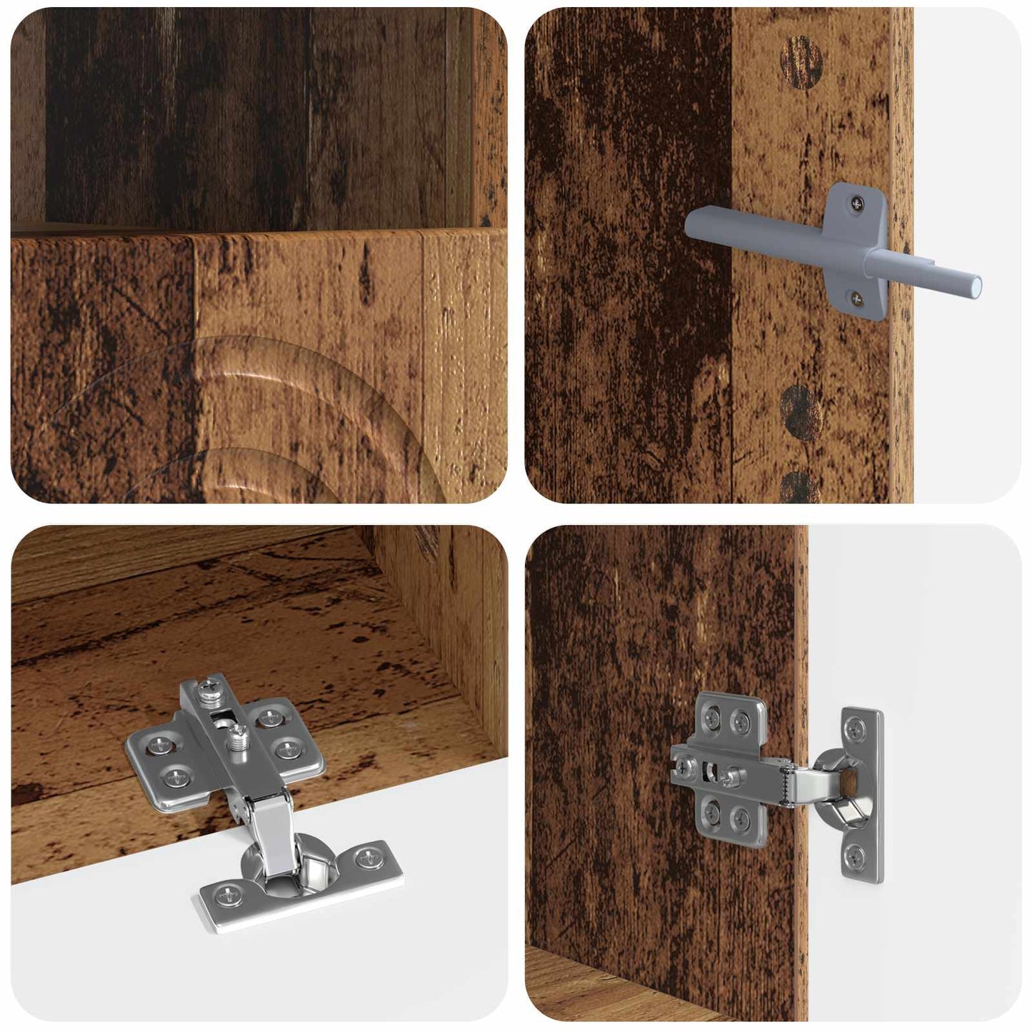 3 Piece LED TV Cabinet Old Wood Engineered Wood