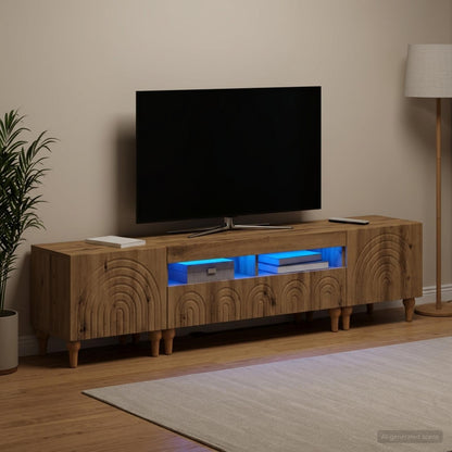 3 Piece LED TV Cabinet Artisan Oak Engineered Wood