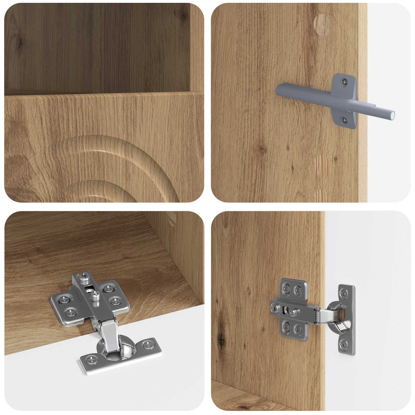 3 Piece LED TV Cabinet Artisan Oak Engineered Wood