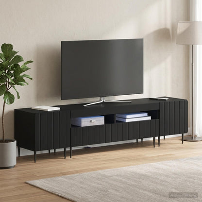 5 Piece LED TV Cabinet Black Engineered Wood