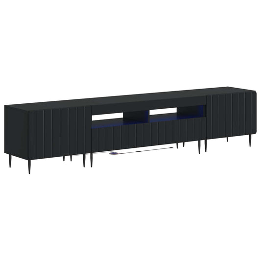 5 Piece LED TV Cabinet Black Engineered Wood