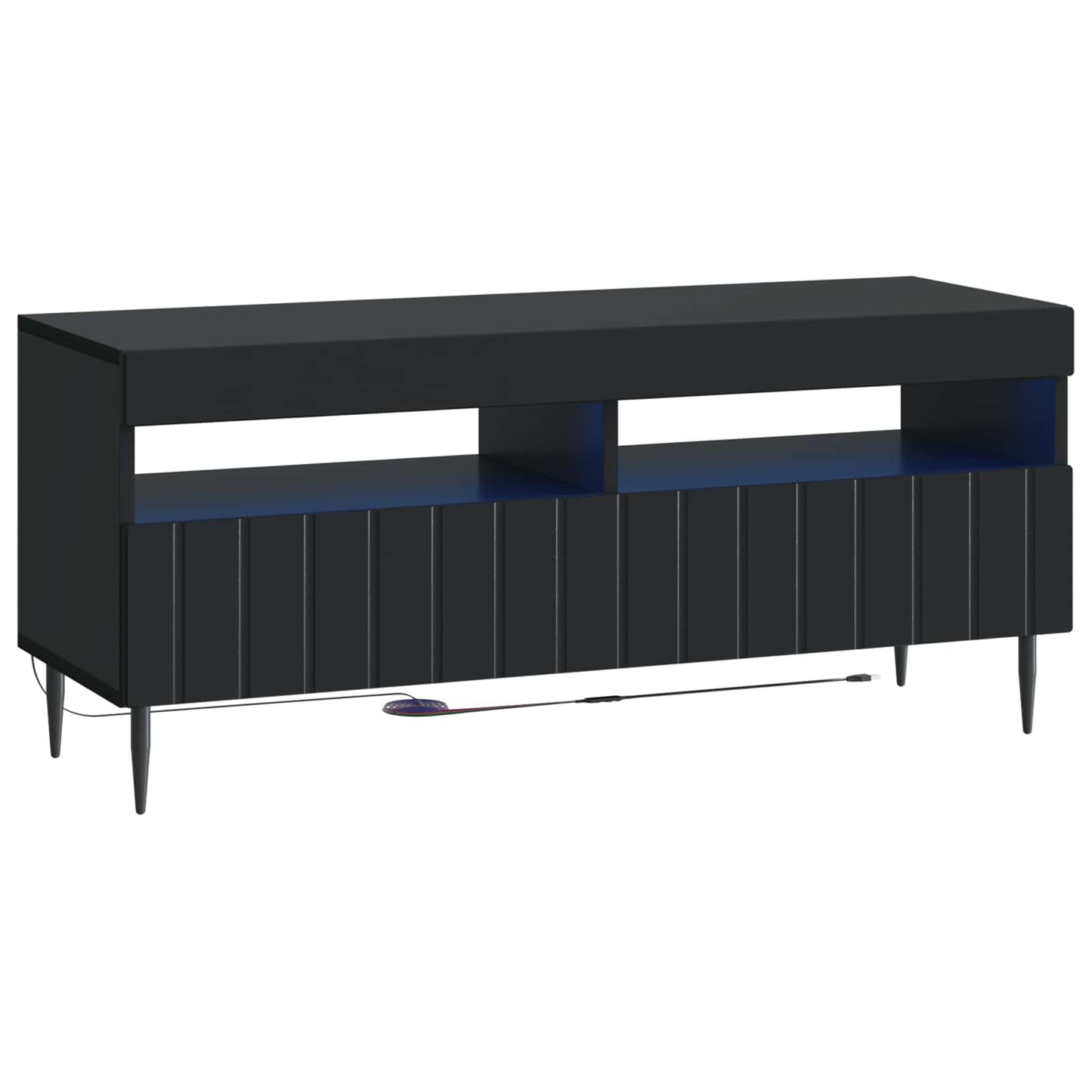 5 Piece LED TV Cabinet Black Engineered Wood