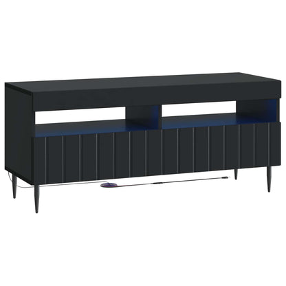 5 Piece LED TV Cabinet Black Engineered Wood