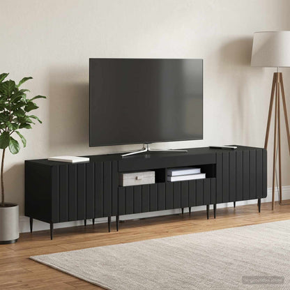 5 Piece LED TV Cabinet Black Engineered Wood