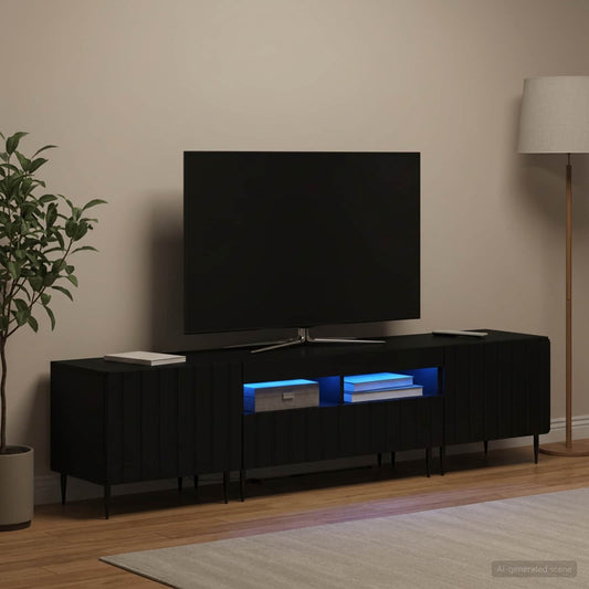 3 Piece LED TV Cabinet ZWOLLE Black Engineered Wood