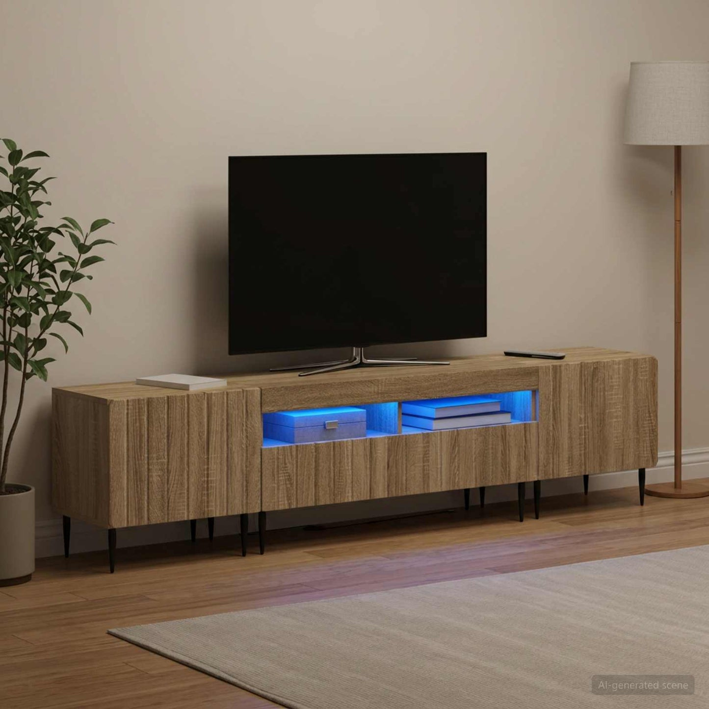 5 Piece LED TV Cabinet Sonoma Oak Engineered Wood