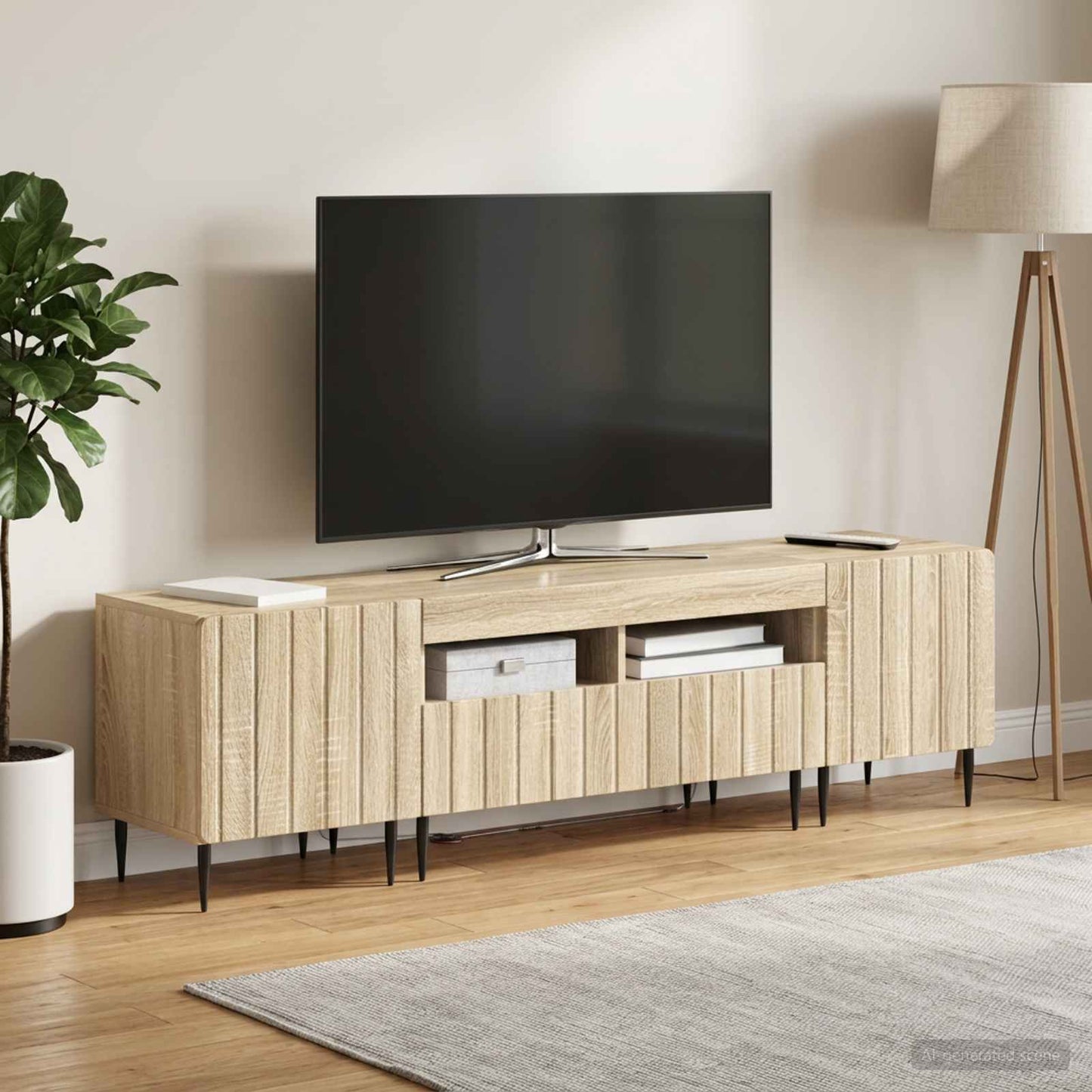5 Piece LED TV Cabinet Sonoma Oak Engineered Wood