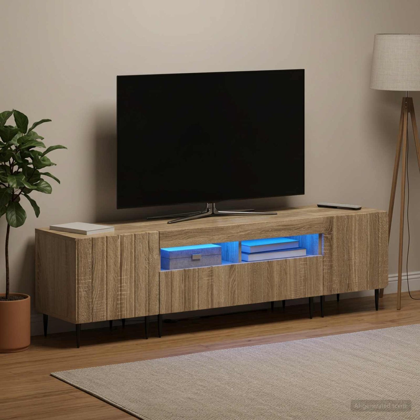 5 Piece LED TV Cabinet Sonoma Oak Engineered Wood