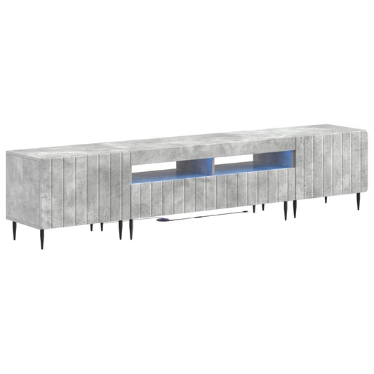 3 Piece LED TV Cabinet ZWOLLE Concrete Grey Engineered Wood