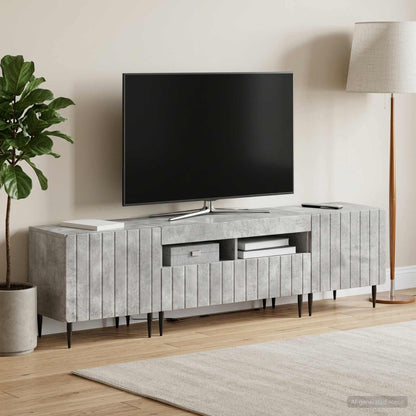5 Piece LED TV Cabinet Concrete Grey Engineered Wood