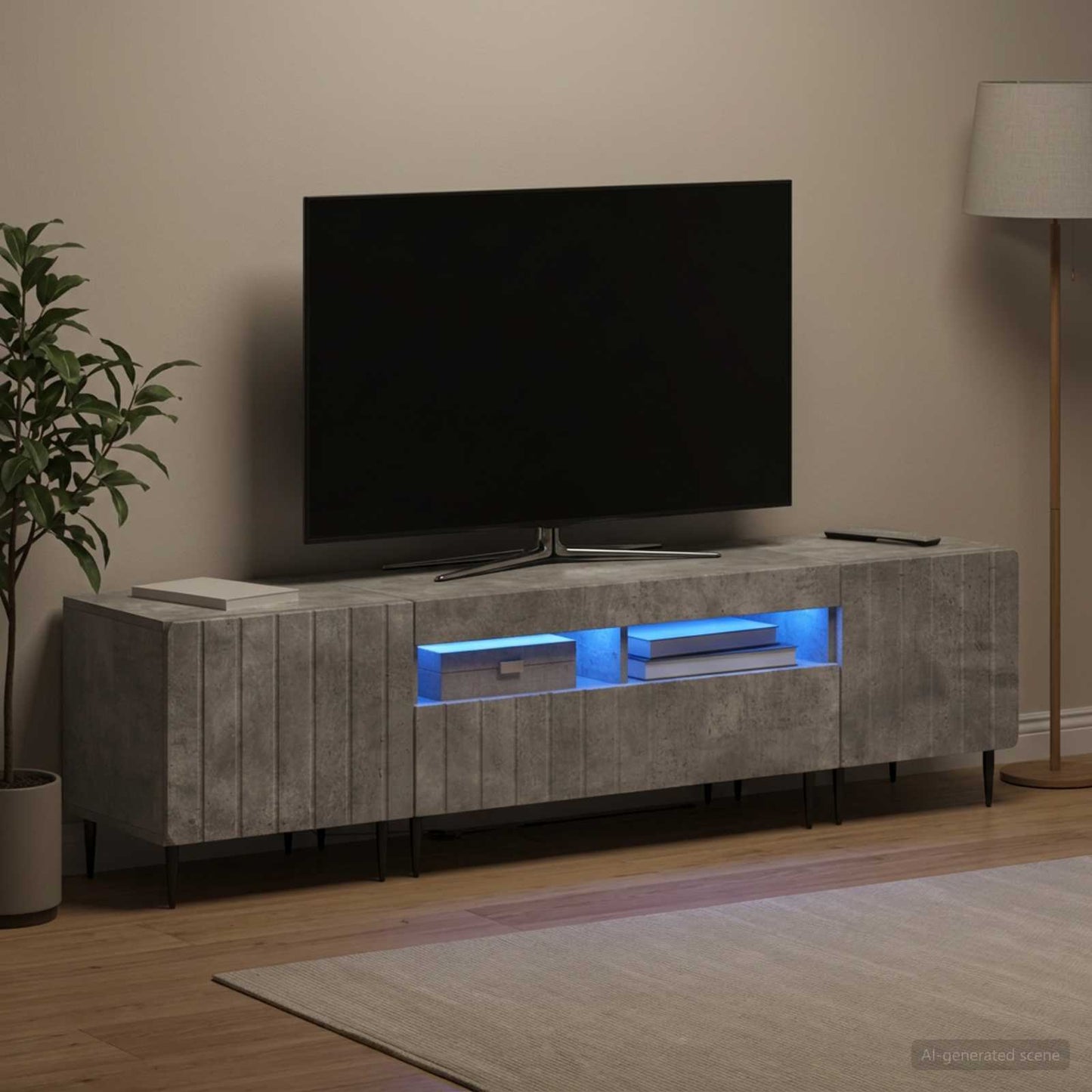 5 Piece LED TV Cabinet Concrete Grey Engineered Wood