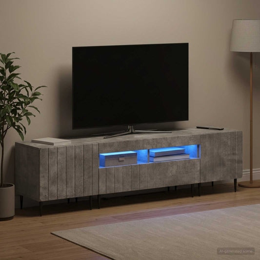 3 Piece LED TV Cabinet ZWOLLE Concrete Grey Engineered Wood