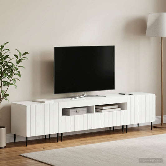 3 Piece LED TV Cabinet ZWOLLE High Gloss White Engineered Wood