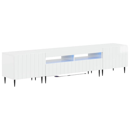 5 Piece LED TV Cabinet High Gloss White Engineered Wood
