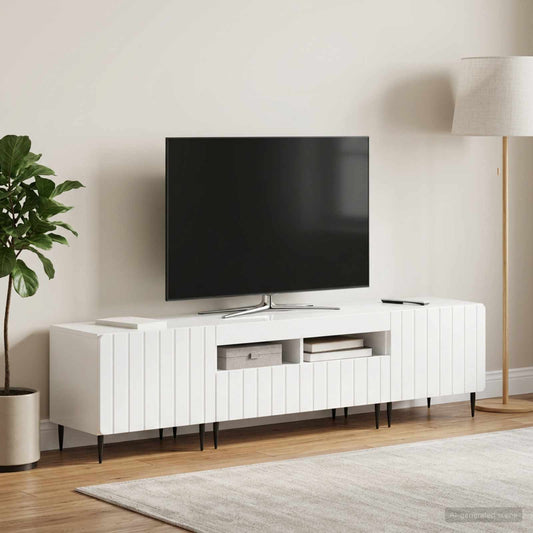 3 Piece LED TV Cabinet ZWOLLE High Gloss White Engineered Wood