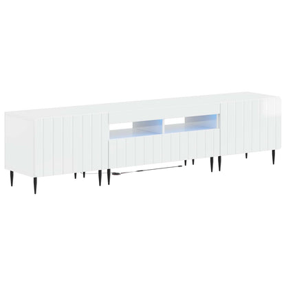 5 Piece LED TV Cabinet High Gloss White Engineered Wood