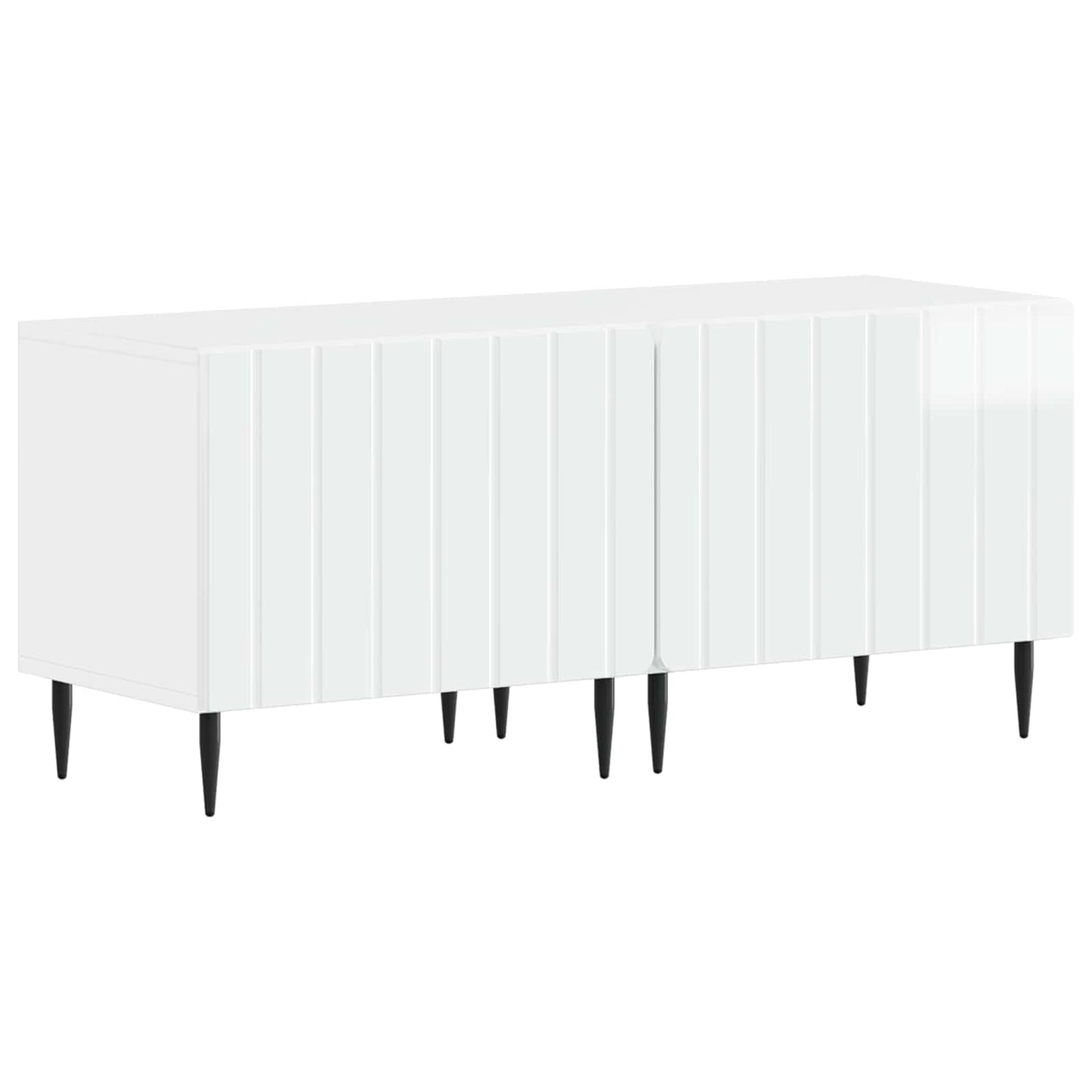 5 Piece LED TV Cabinet High Gloss White Engineered Wood