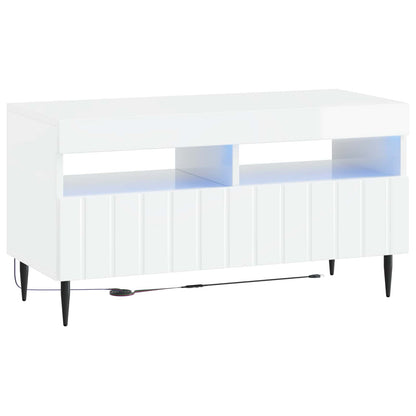 5 Piece LED TV Cabinet High Gloss White Engineered Wood