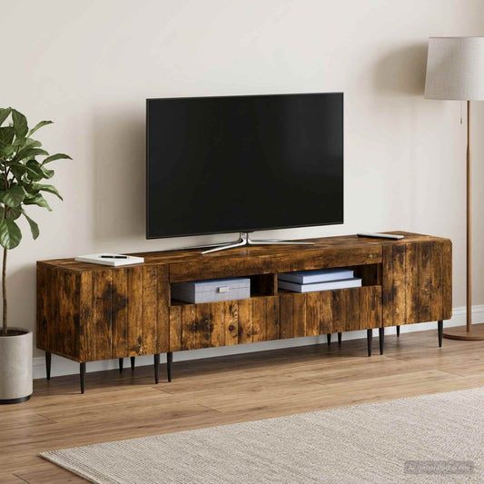 3 Piece LED TV Cabinet ZWOLLE Smoked Oak Engineered Wood