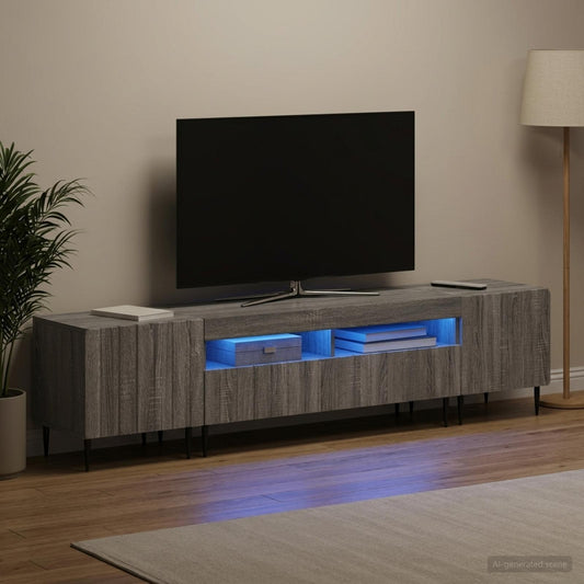 3 Piece LED TV Cabinet ZWOLLE Grey Sonoma Engineered Wood