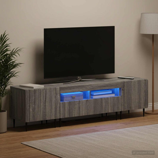 3 Piece LED TV Cabinet ZWOLLE Grey Sonoma Engineered Wood
