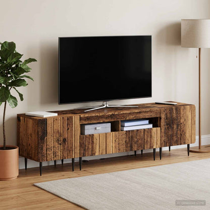 5 Piece LED TV Cabinet Old Wood Engineered Wood