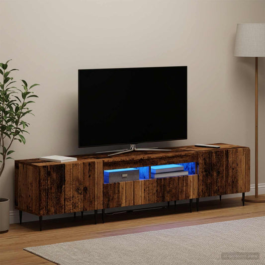 3 Piece LED TV Cabinet ZWOLLE Old Wood Engineered Wood