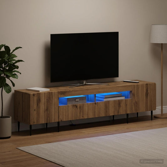 3 Piece LED TV Cabinet ZWOLLE Artisan Oak Engineered Wood